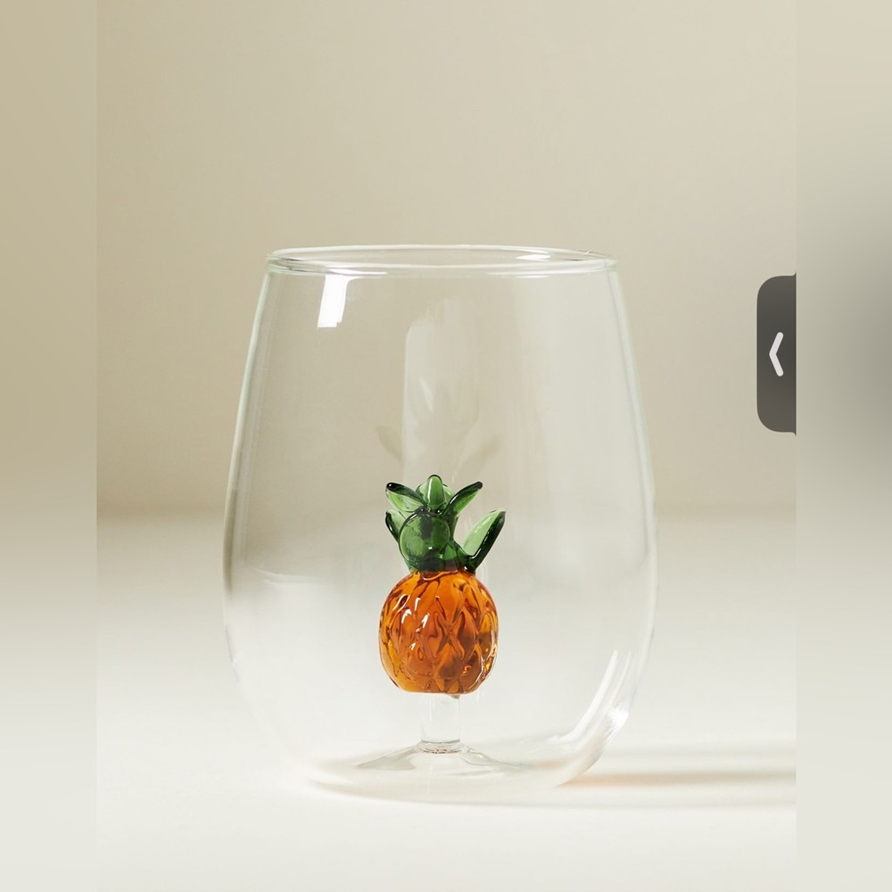 Anthropologie Cheerie Icon Stemless Wine Glass, Pineapple, NWT - Picture 2 of 4